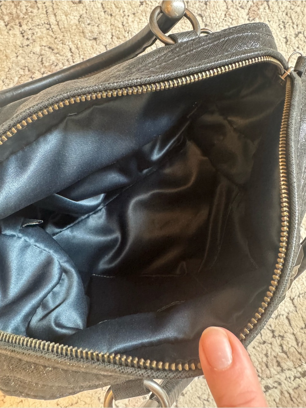 Coach Black Studded Leather Satchel with Chain Strap - Picture 7 of 9